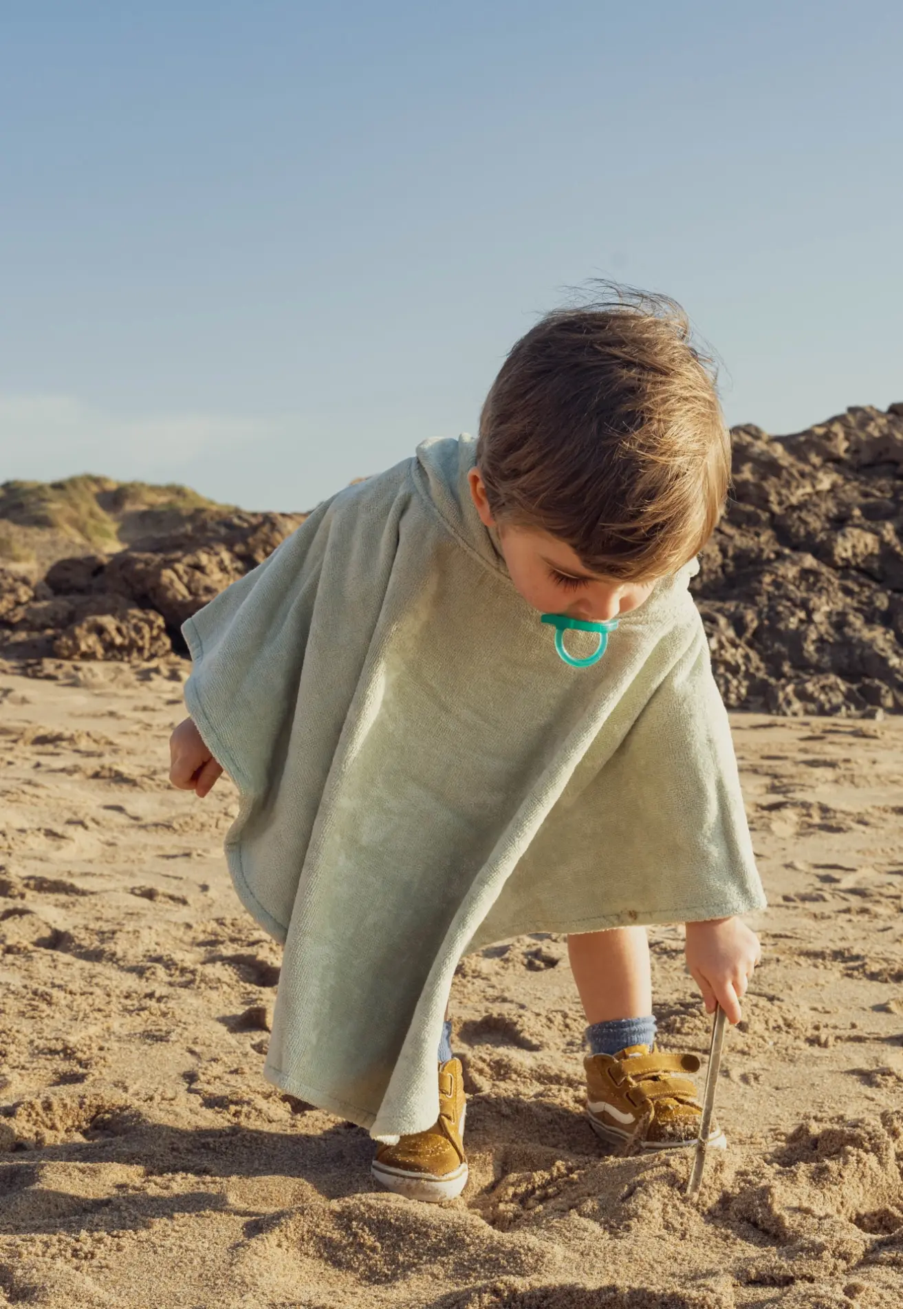 Futah - Ericeira Sea Green Terry Poncho Baby (2)